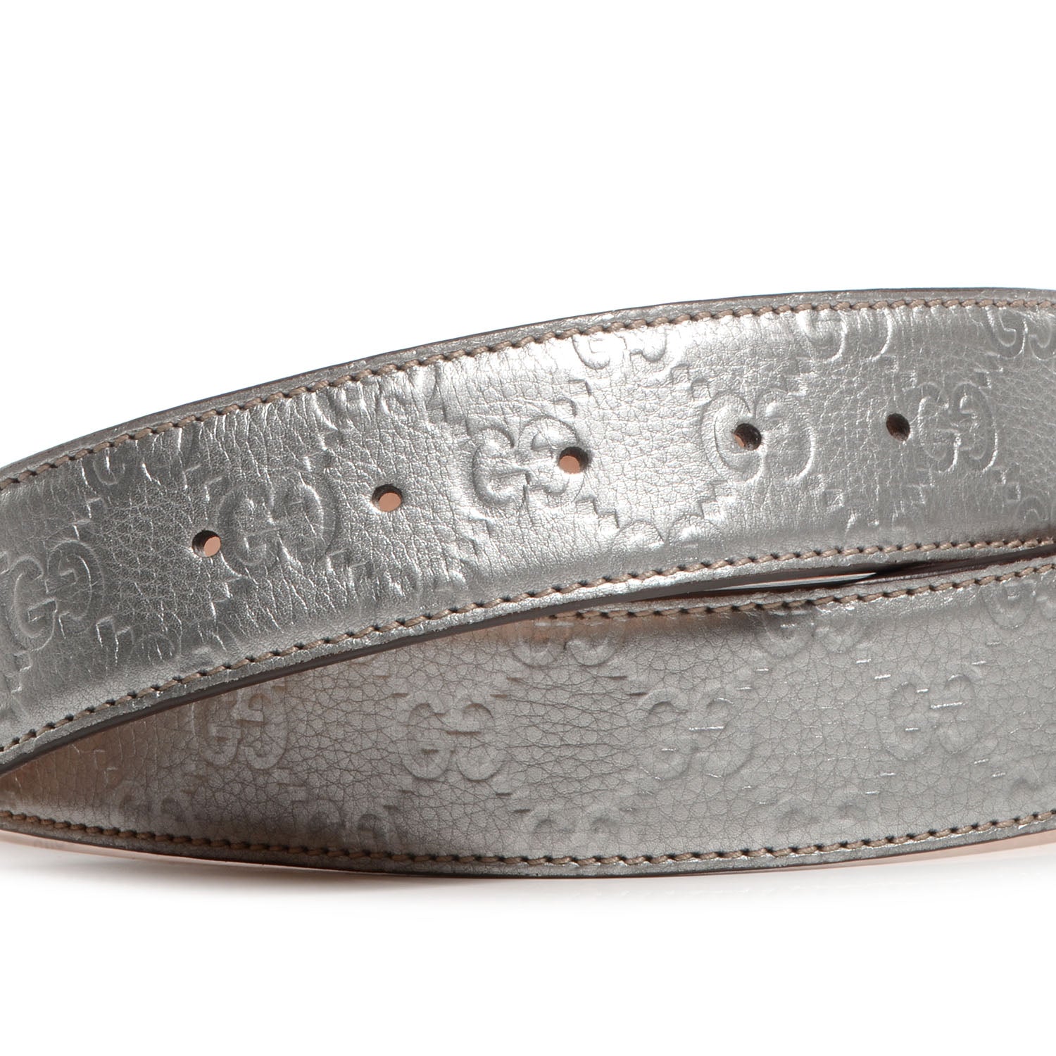 Gucci Guccissima GG Belt 95 38 Silver 3 of 5