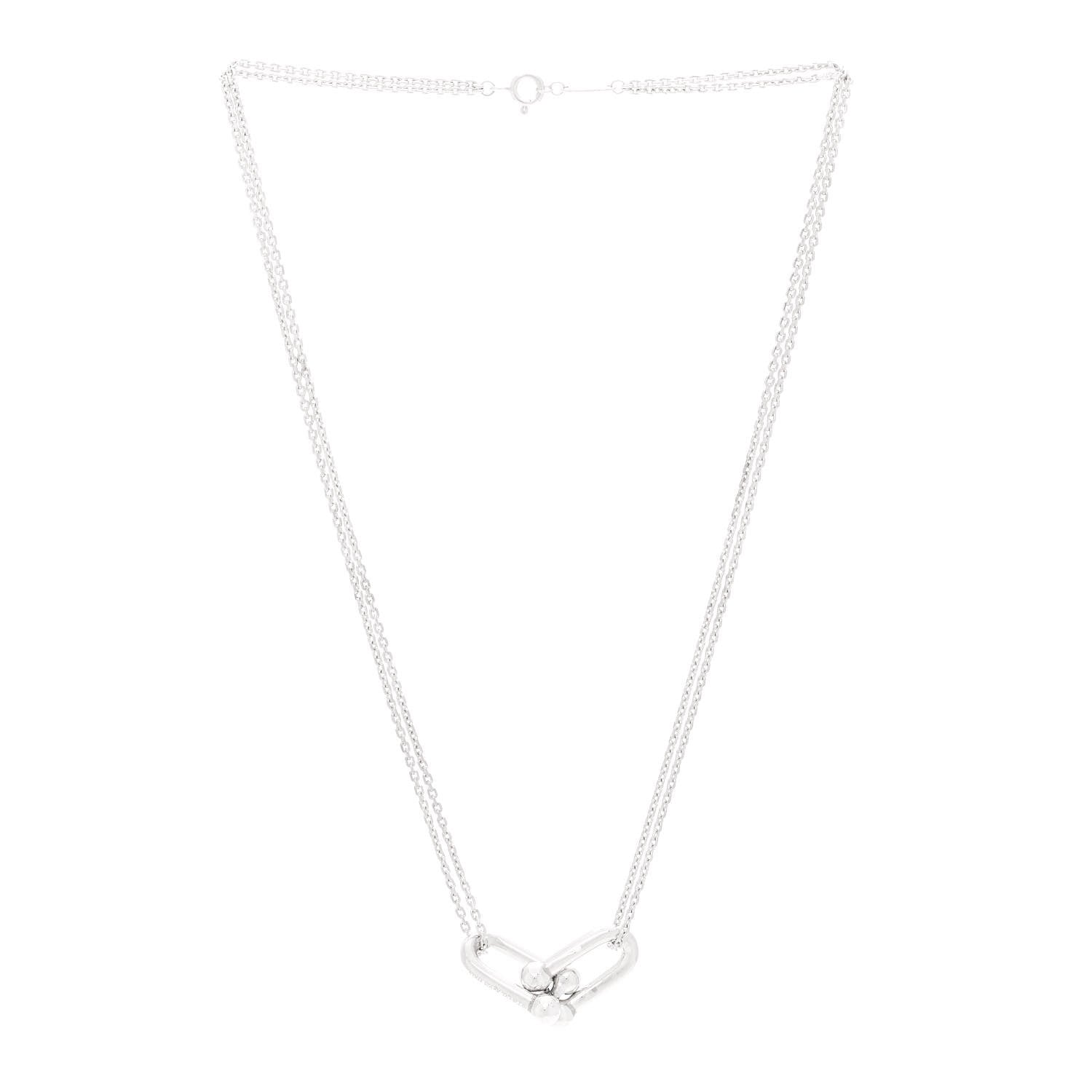 Tiffany Sterling Silver Double HardWear Link Pendant Necklace 3 of 7