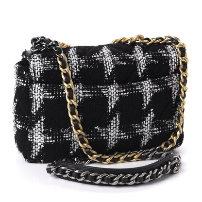 Chanel Tweed Quilted Medium 19 Flap Black White 4 of 12