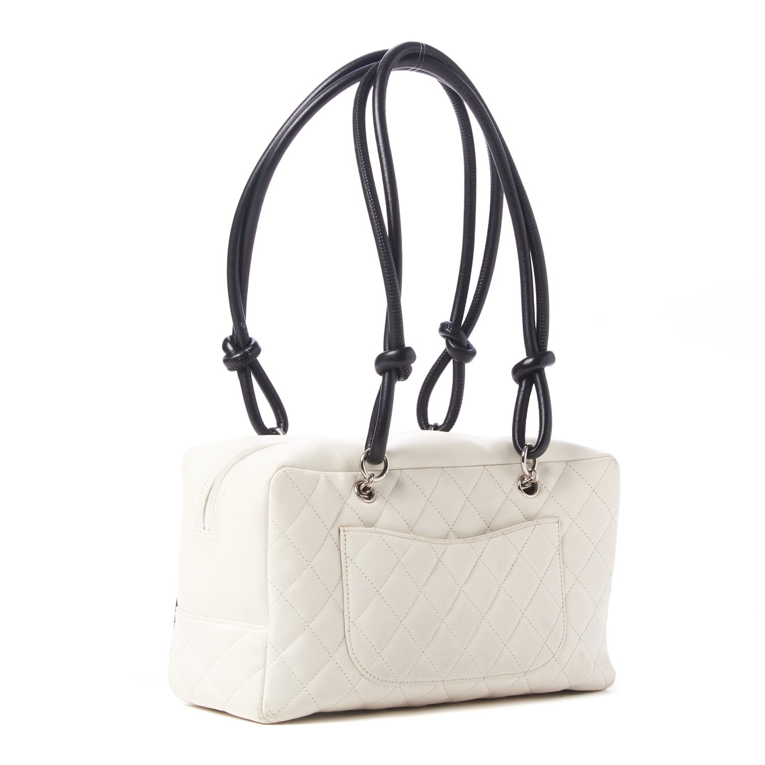 Chanel Calfskin Quilted Large Cambon Bowler White Black 3 of 9
