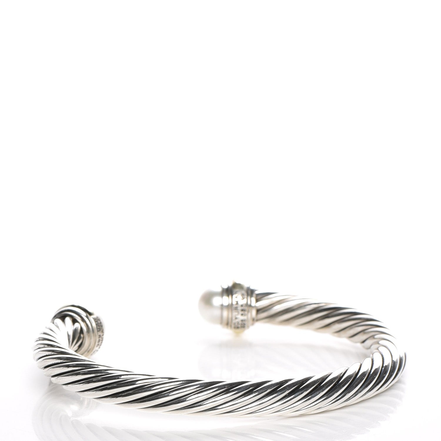 David Yurman Sterling Silver 14K Yellow Gold Pearl 7mm Cable Classics Bracelet 3 of 5