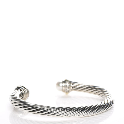 David Yurman Sterling Silver 14K Yellow Gold Pearl 7mm Cable Classics Bracelet 3 of 5