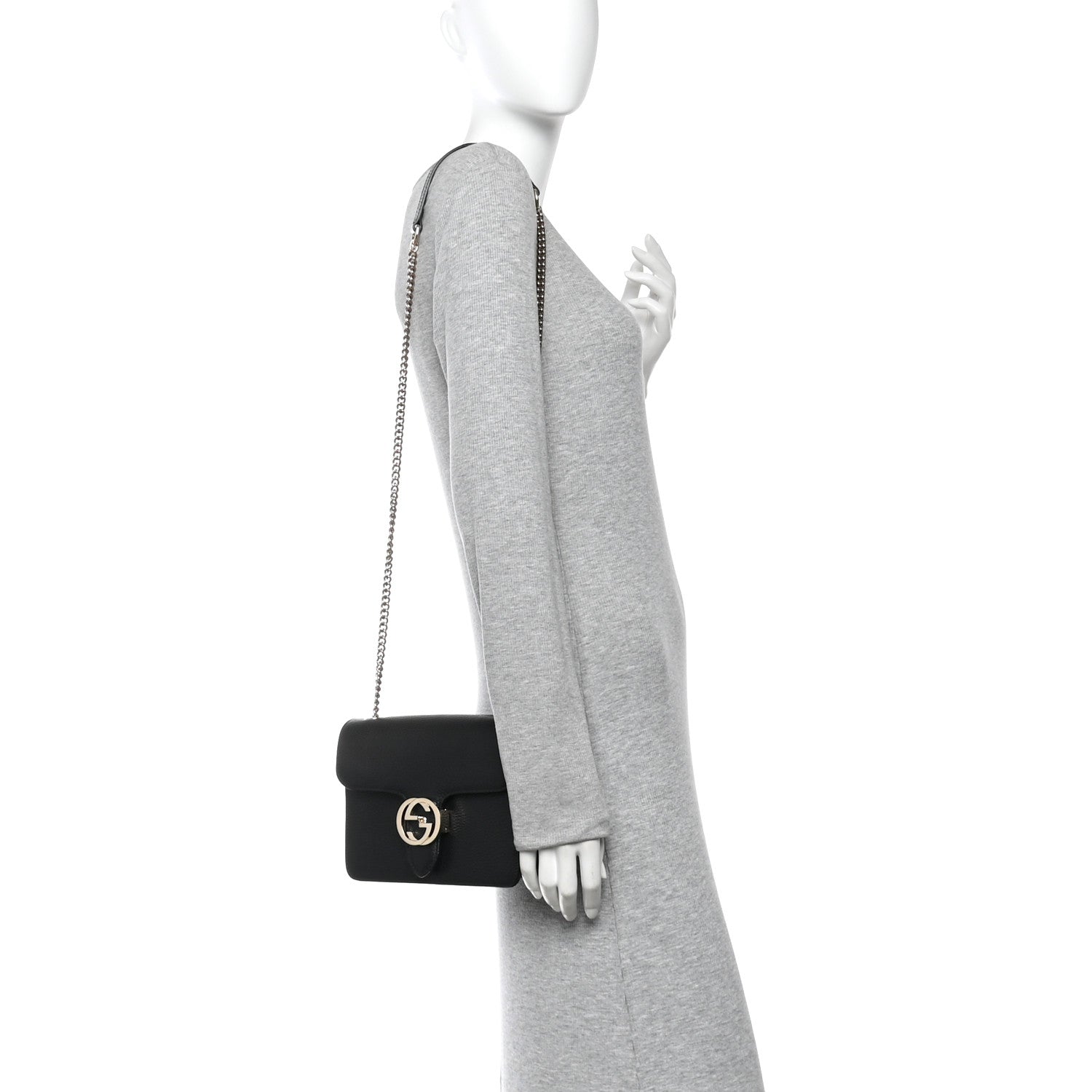 Gucci Dollar Calfskin Small Interlocking G Shoulder Bag Black 2 of 10