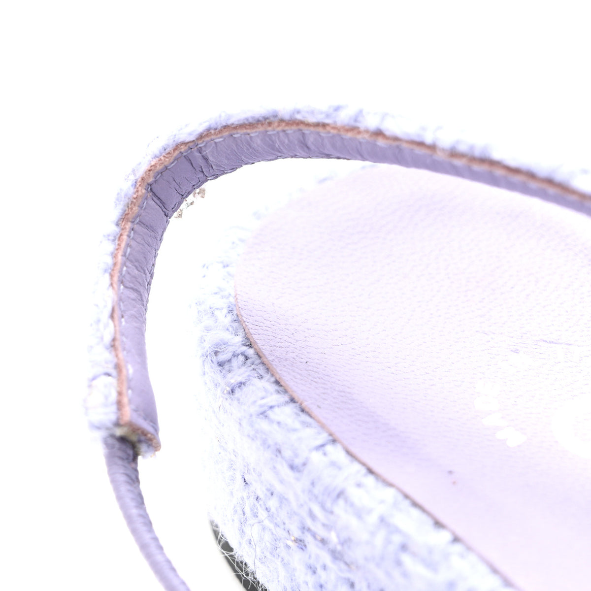 Iridescent Wool Tweed Patent Cap Toe CC Slingback Flats 39.5 Light Purple Silver Black