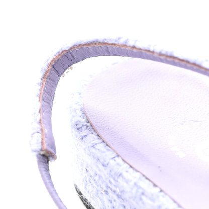 Chanel Iridescent Wool Tweed Patent Cap Toe CC Slingback Flats 39.5 Light Purple Silver Black 10 of 13