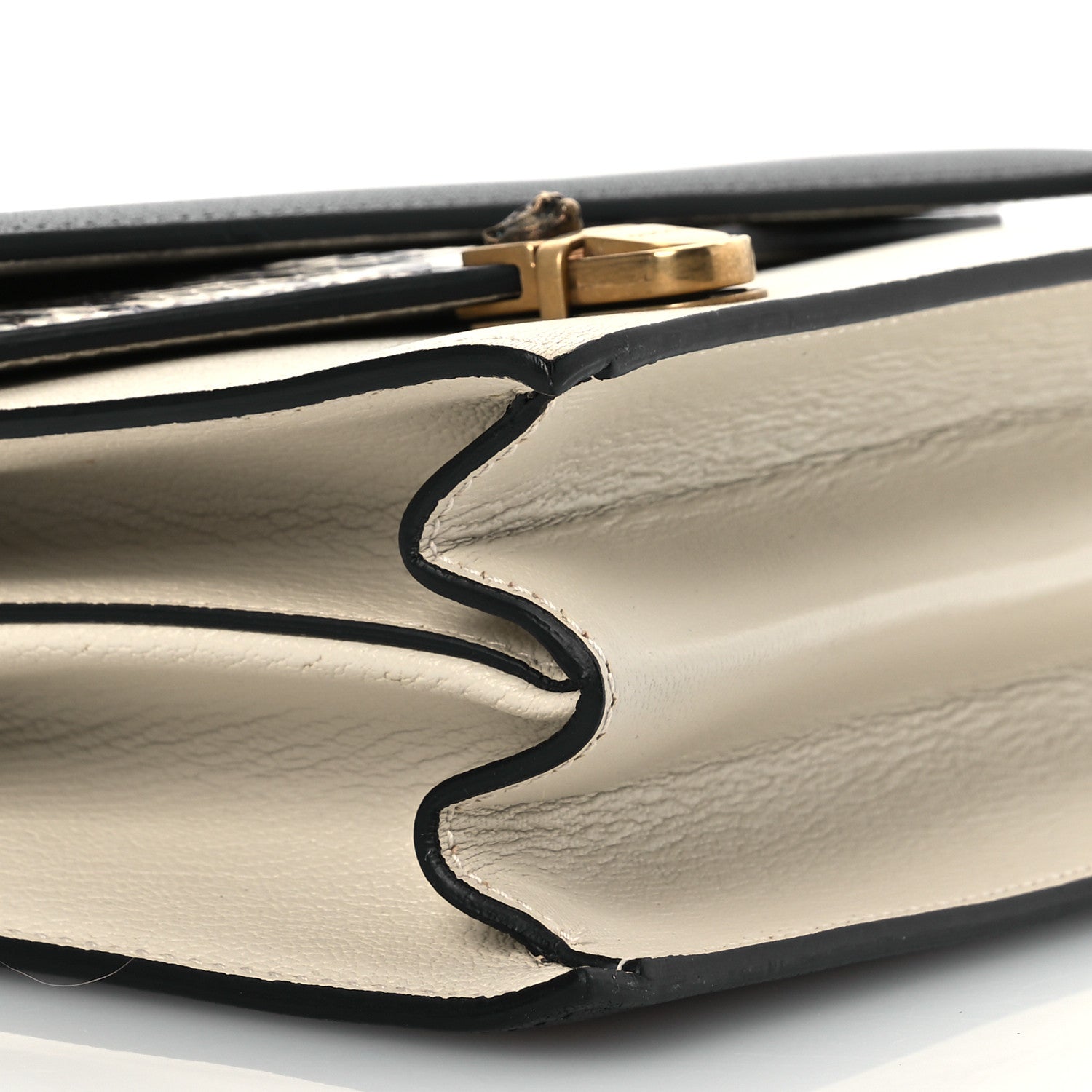 Gucci Calfskin Snakeskin Medium Ottilia Top Handle Bag  White Black 11 of 16