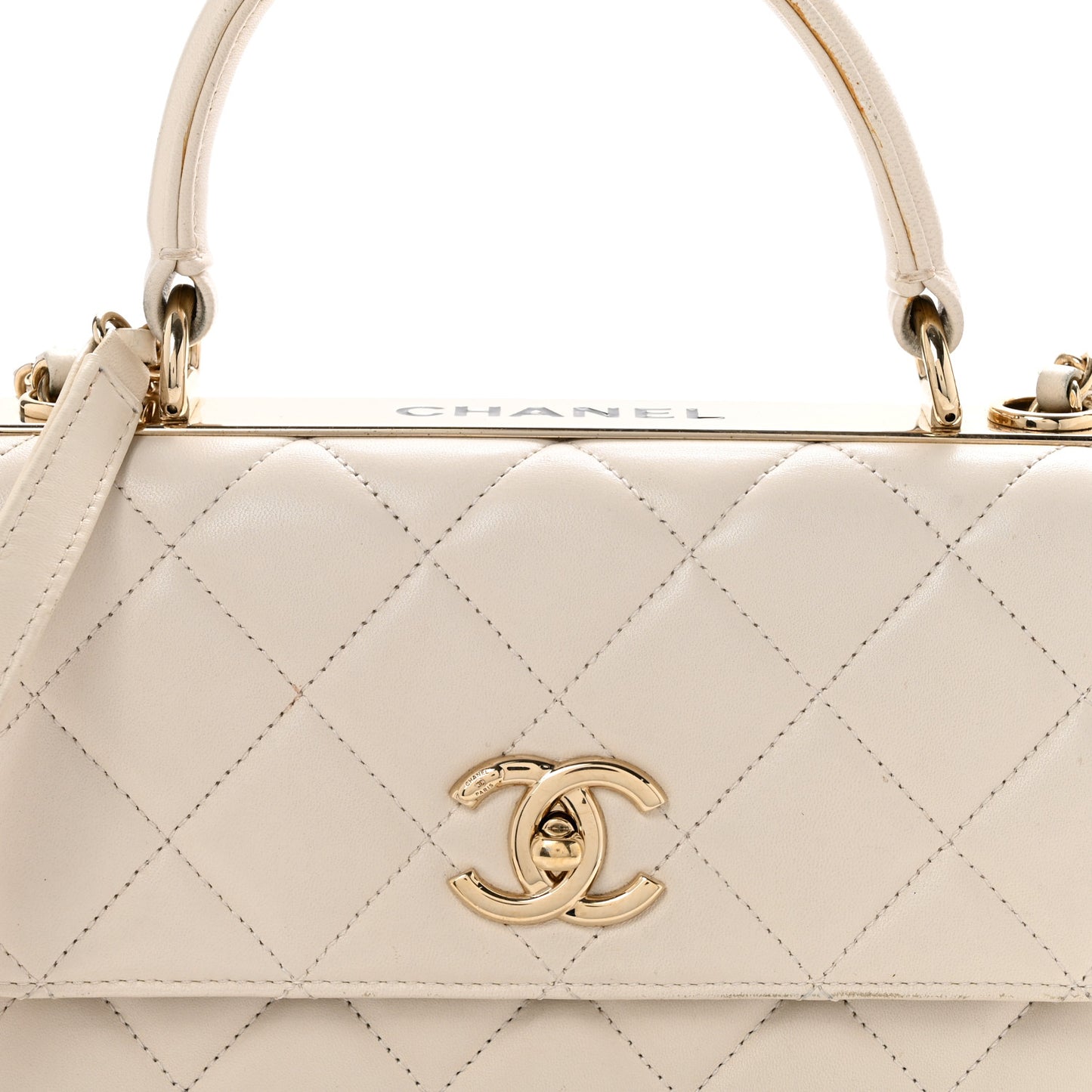 Lambskin Quilted Small Trendy CC Dual Handle Flap Bag White