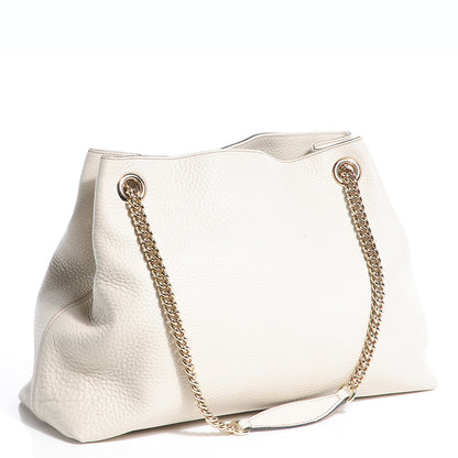 Gucci Pebbled Calfskin Medium Soho Chain Shoulder Bag Off White 3 of 7