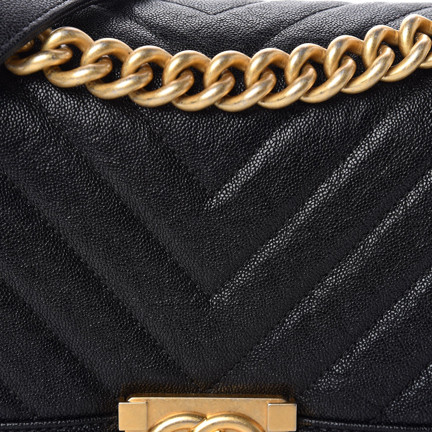 Chanel Caviar Chevron Quilted Medium Boy Flap Black 8 of 14