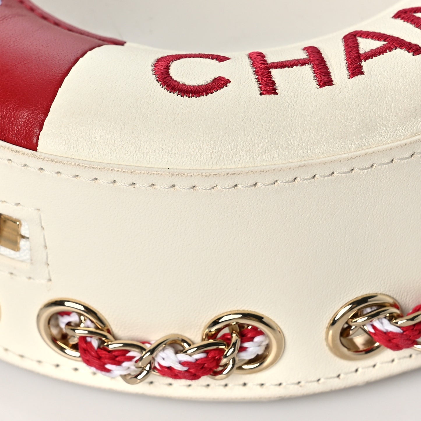 Lambskin Coco Lifesaver Round Bag Red White