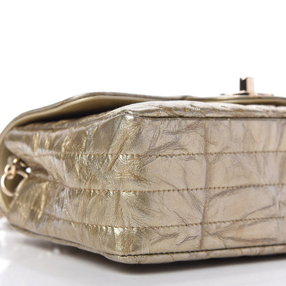 Chanel Patent Metallic Crumpled Calfskin Chevron Quilted Mini Rectangular Flap Gold 6 of 11