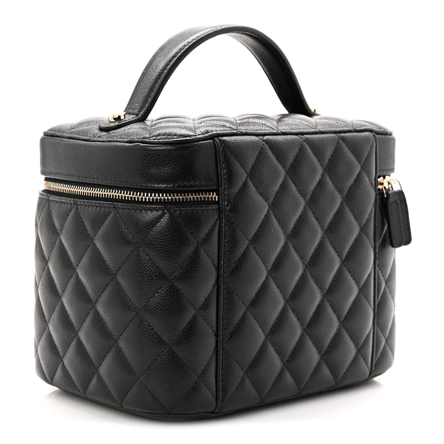 Caviar Quilted Large Vanity Pouch Black