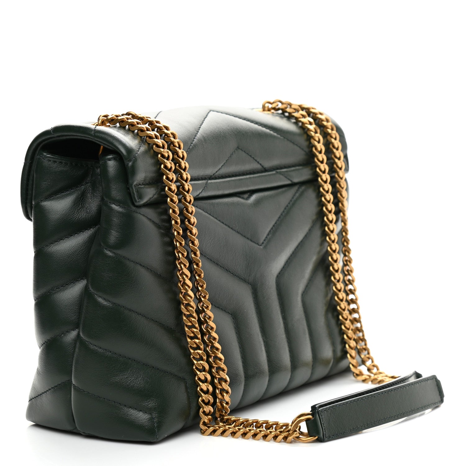 Saint Laurent Calfskin Y Quilted Monogram Small Loulou Chain Satchel Olive 3 of 12