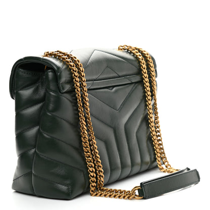 Saint Laurent Calfskin Y Quilted Monogram Small Loulou Chain Satchel Olive 3 of 12