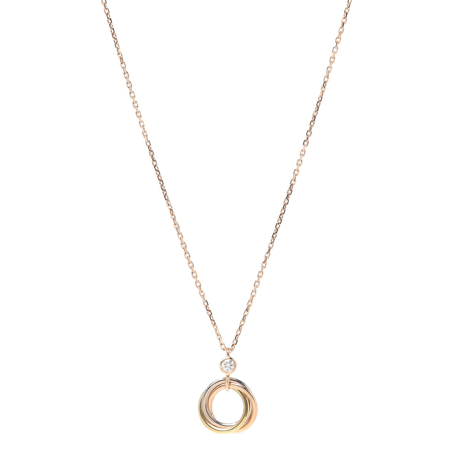 Cartier 18K Pink Yellow White Gold Diamond Trinity Pendant Necklace 1 of 8