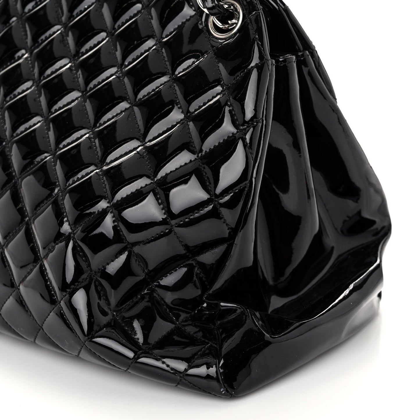 Patent Quilted Large Just Mademoiselle Bowling Bag Black
