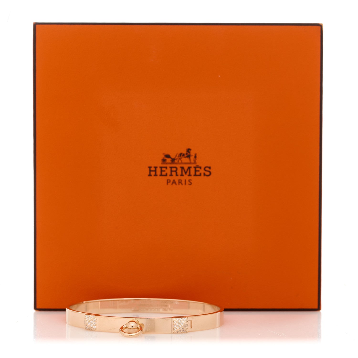 Hermes 18K Rose Gold Diamond PM Collier De Chien Bracelet ST 4 of 4