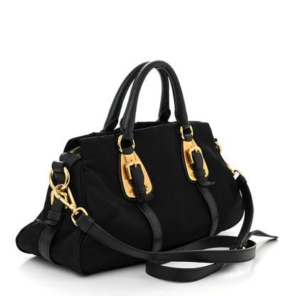 Prada Tessuto Nylon Soft Calfskin Shopping Satchel Black 2 of 11