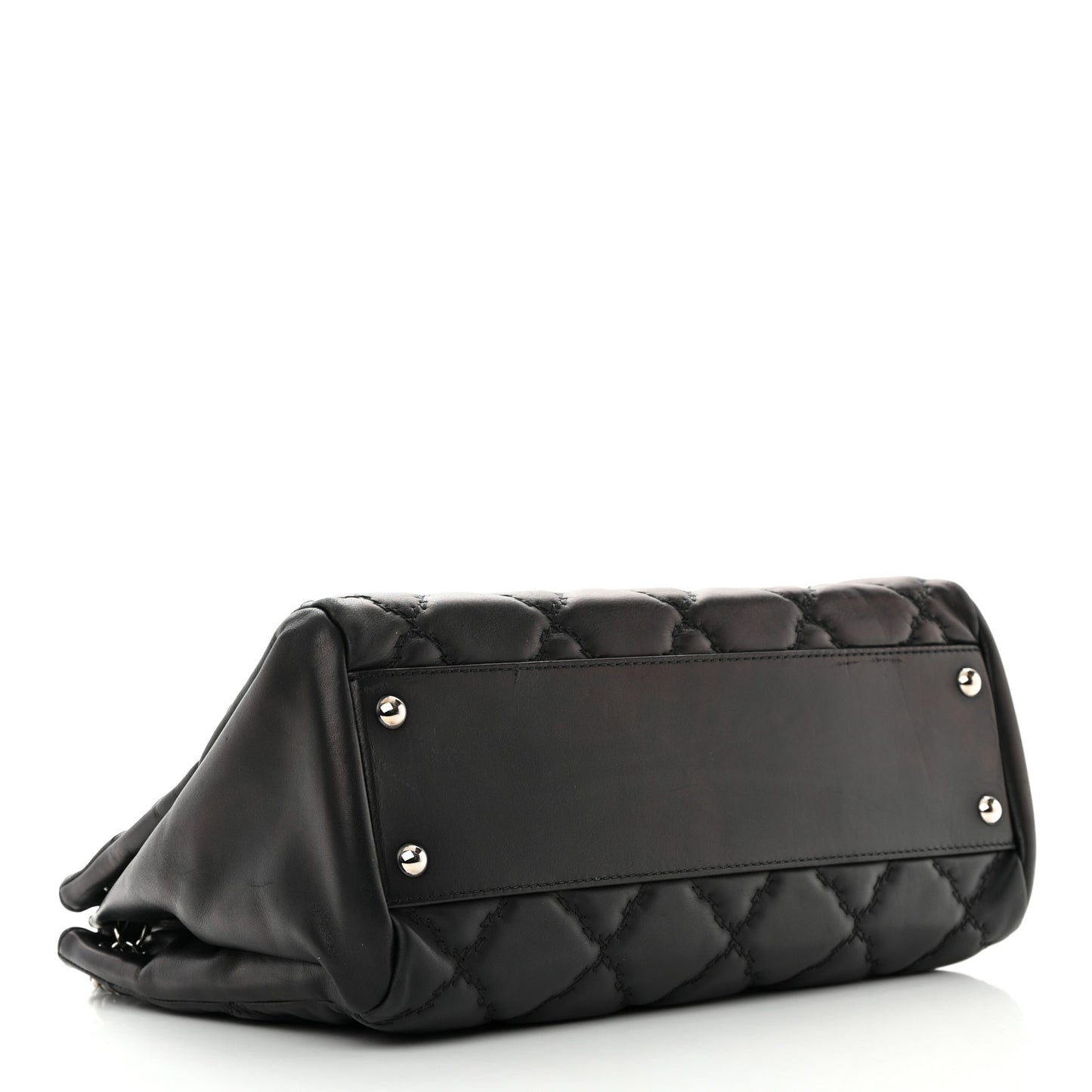 Calfskin Double Stitch Large Hamptons Flap Bag Black