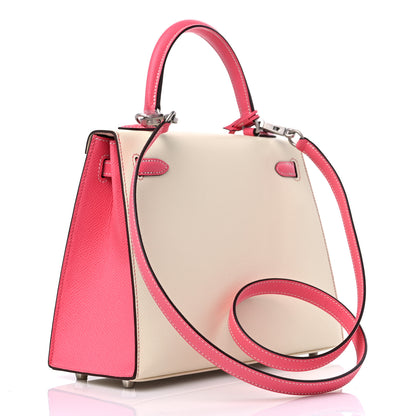 Hermes Epsom Bi-Color Horseshoe Kelly Sellier 25 Nata Rose Azalee 3 of 10