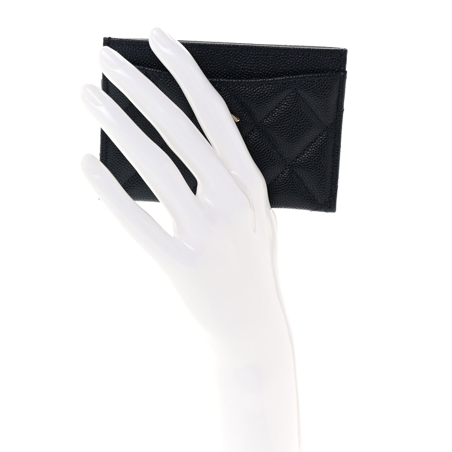 Caviar Quilted Card Holder Navy