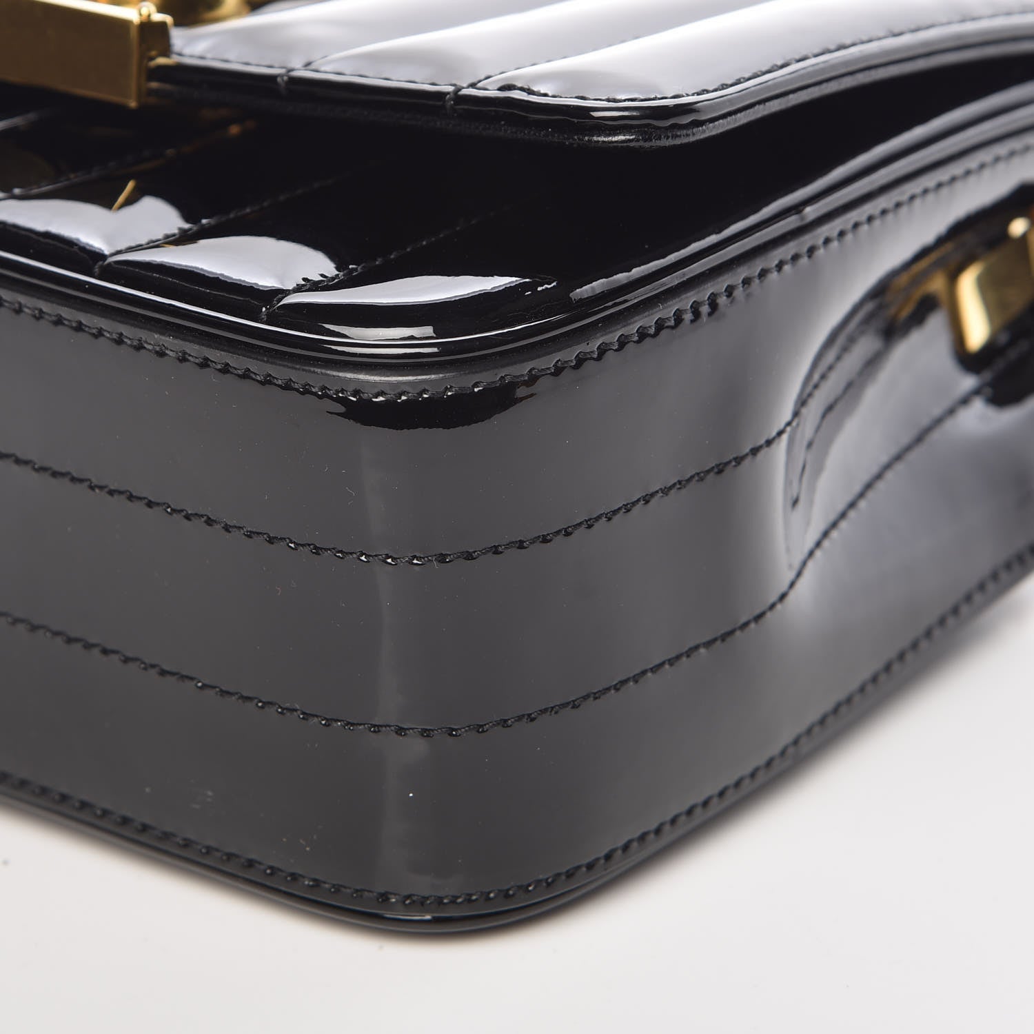 Saint Laurent Patent Calfskin Matelasse Monogram Small Vicky Chain Bag Black 6 of 11