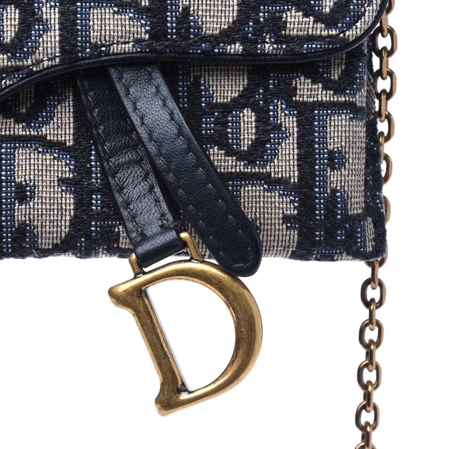 Oblique Nano Saddle Chain Pouch Blue