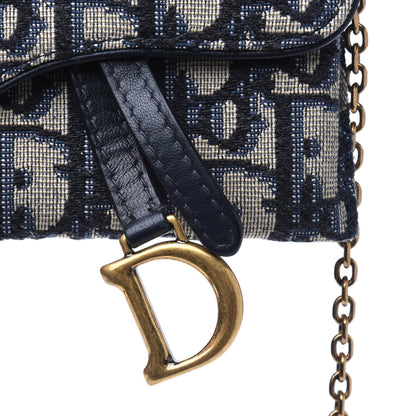 Christian Dior Oblique Nano Saddle Chain Pouch Blue 4 of 4