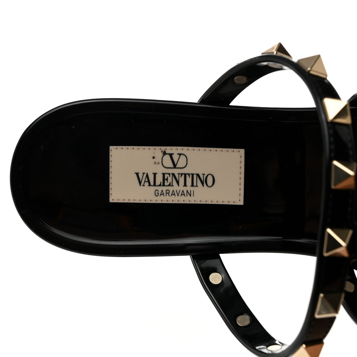 PVC Jelly Rockstud Caged Flat Thong Sandals 38 Black