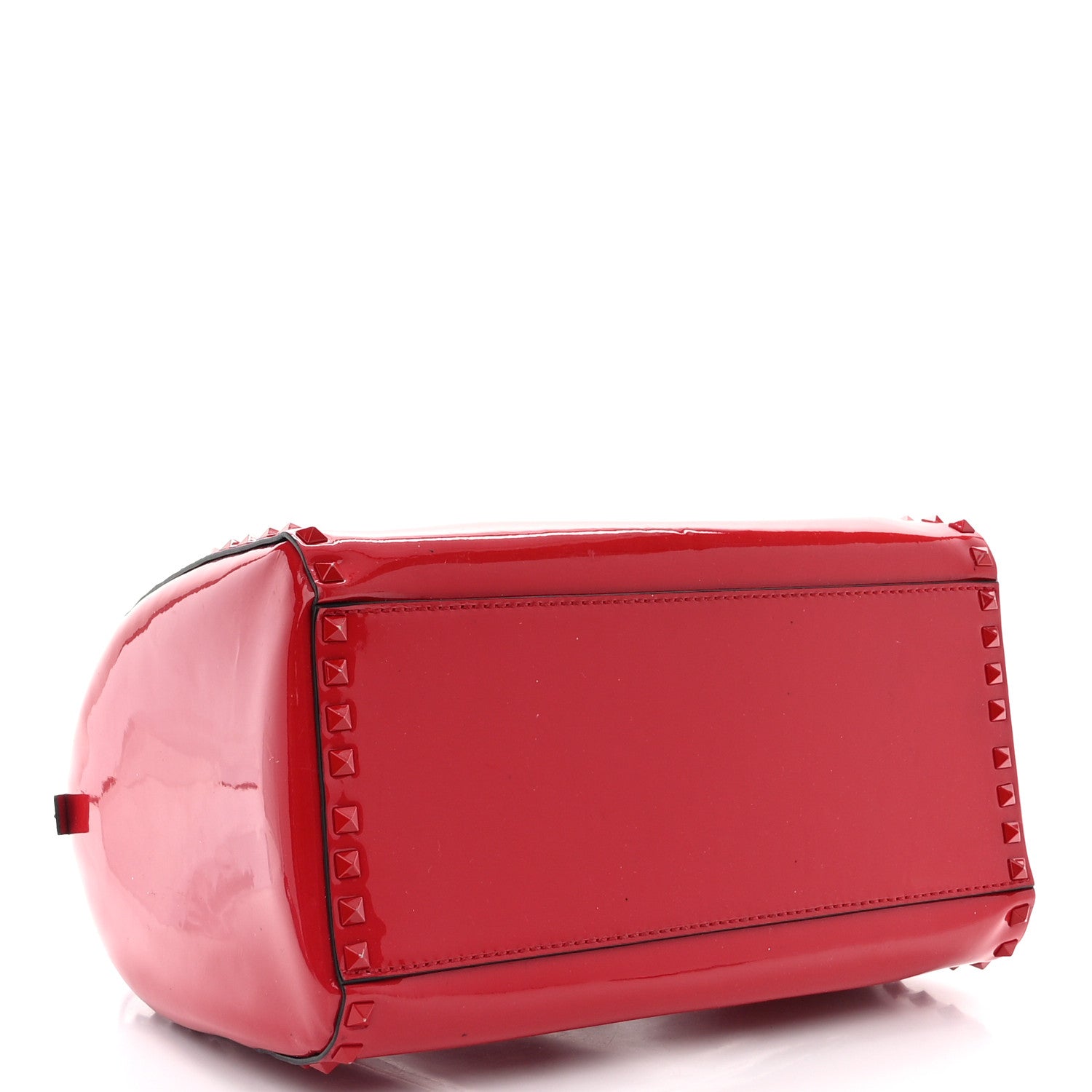 Valentino Garavani Patent Rockstud Top Handle Satchel Red 4 of 12