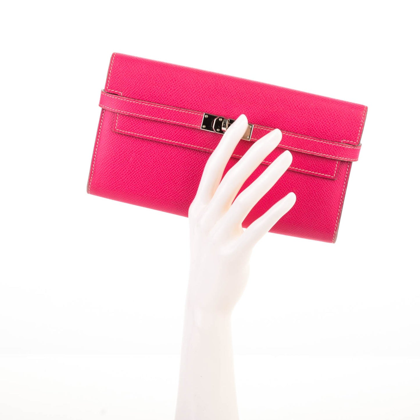 Epsom Kelly Longue Wallet Rose Tyrien