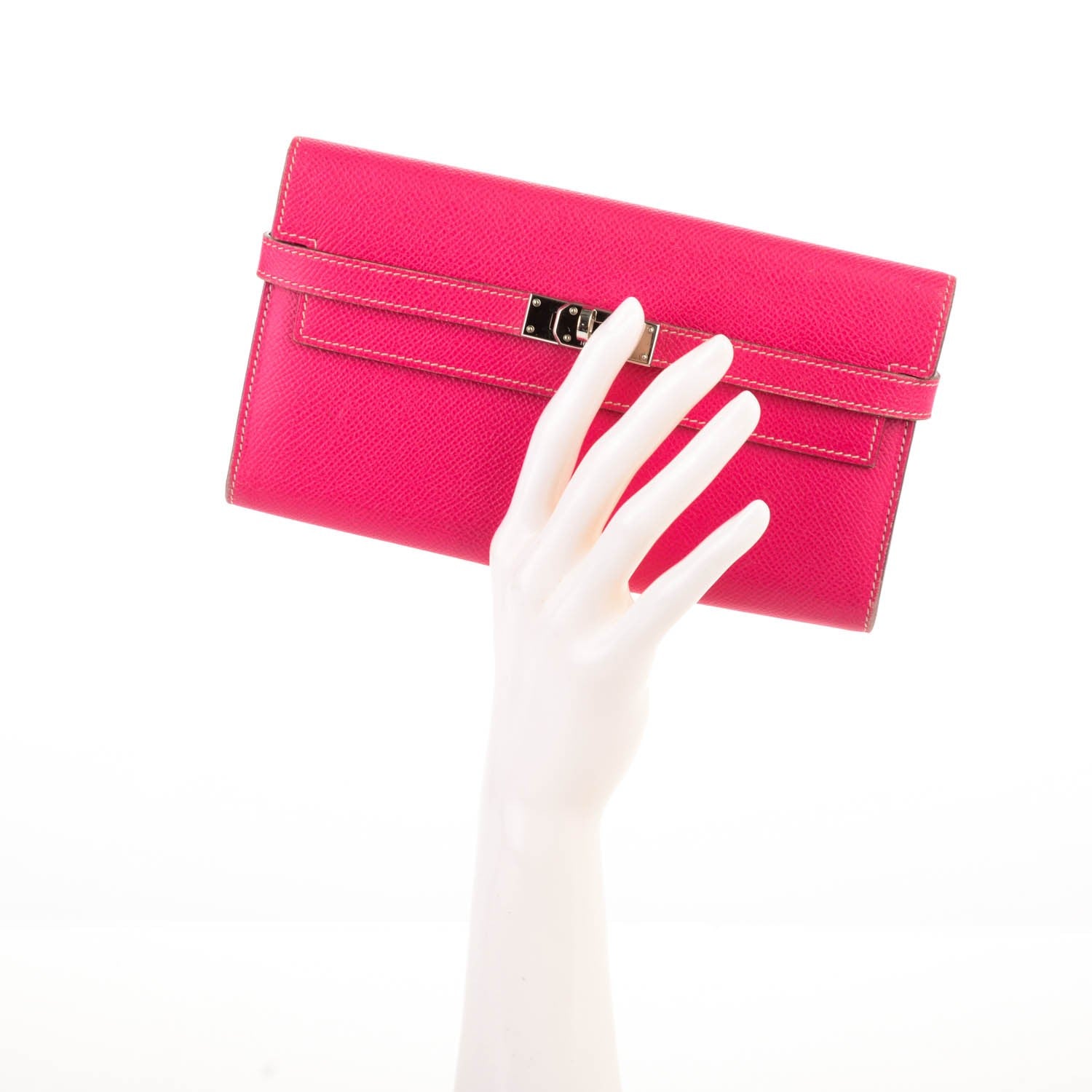 Hermes Epsom Kelly Longue Wallet Rose Tyrien 2 of 11