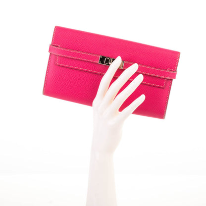 Hermes Epsom Kelly Longue Wallet Rose Tyrien 2 of 11