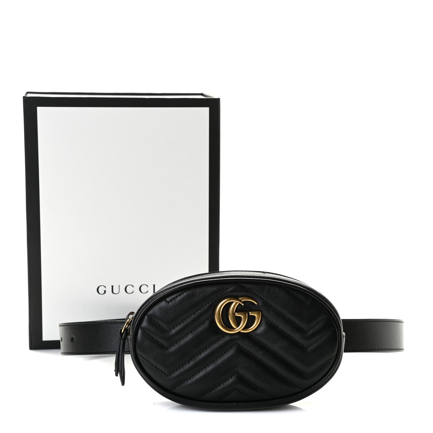 Calfskin Matelasse GG Marmont Belt Bag 75 30 Black