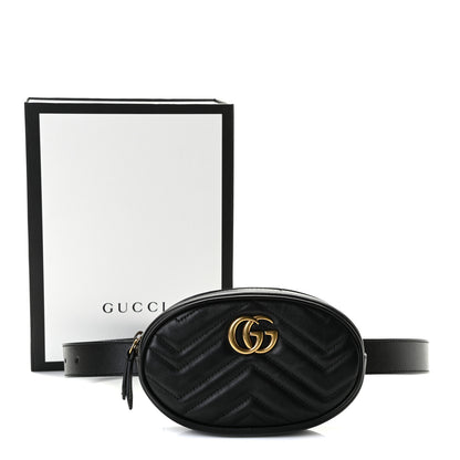 Gucci Calfskin Matelasse GG Marmont Belt Bag 75 30 Black 8 of 8