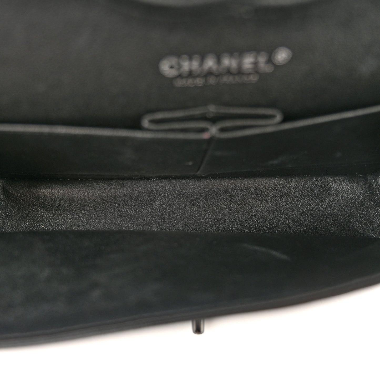 Crumpled Calfskin Quilted Medium Double Flap So Black