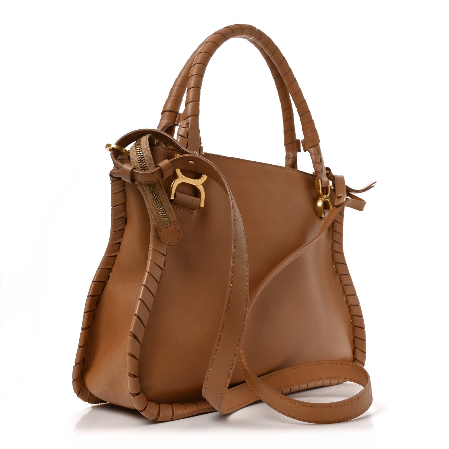 Chloe Calfskin Whipstitch Medium Marcie Satchel Tan 3 of 9