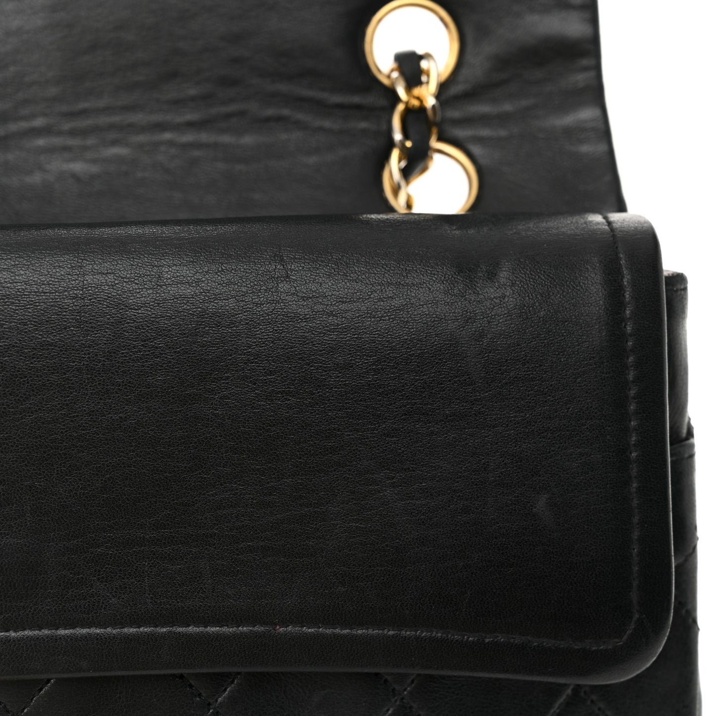 Lambskin Quilted Medium Double Flap Black