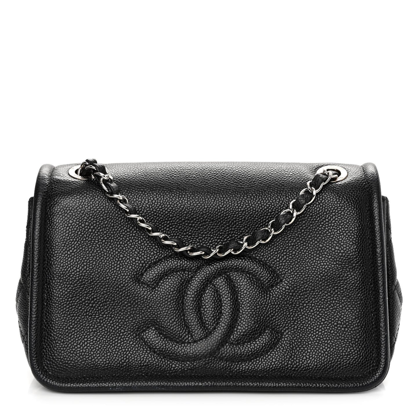 Caviar Medium Timeless CC Flap Navy Blue