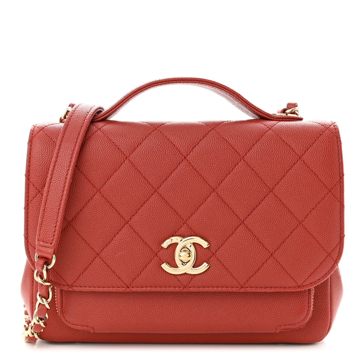 Caviar Quilted Medium Business Affinity Flap Red