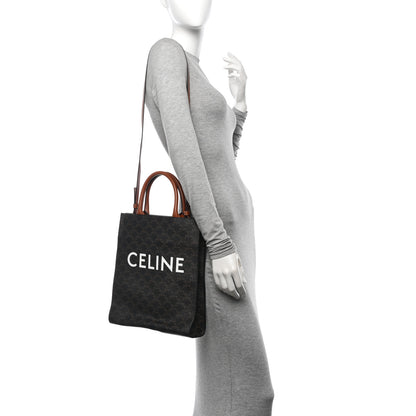 Celine Triomphe Canvas Calfskin Small Vertical Cabas Tan 2 of 11