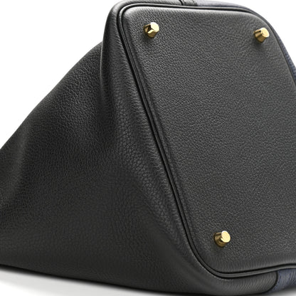 Hermes Taurillon Clemence Casaque Picotin Lock 22 MM Bleu Nuit Black Blue Frida 9 of 11
