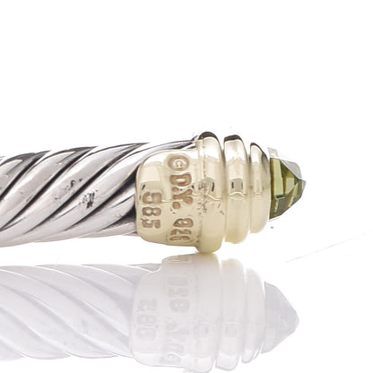 David Yurman Sterling Silver 14K Yellow Gold Peridot 5mm Cable Classics Petite Color Bracelet 5 of 5