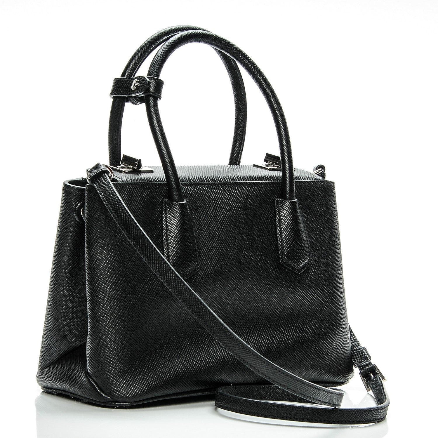 Prada Saffiano Cuir Small Twin Tote Nero Black 3 of 7