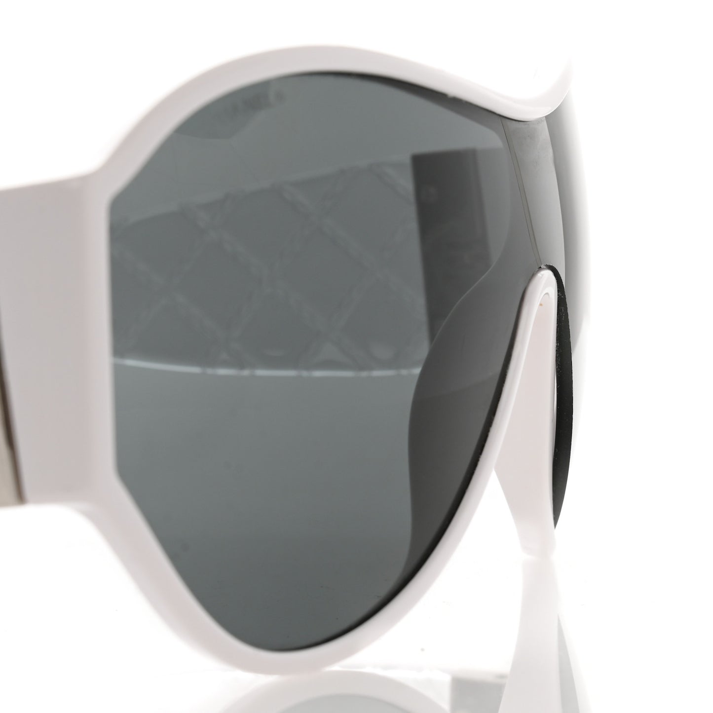 Acetate Quilted Shield Sunglasses 5426 White