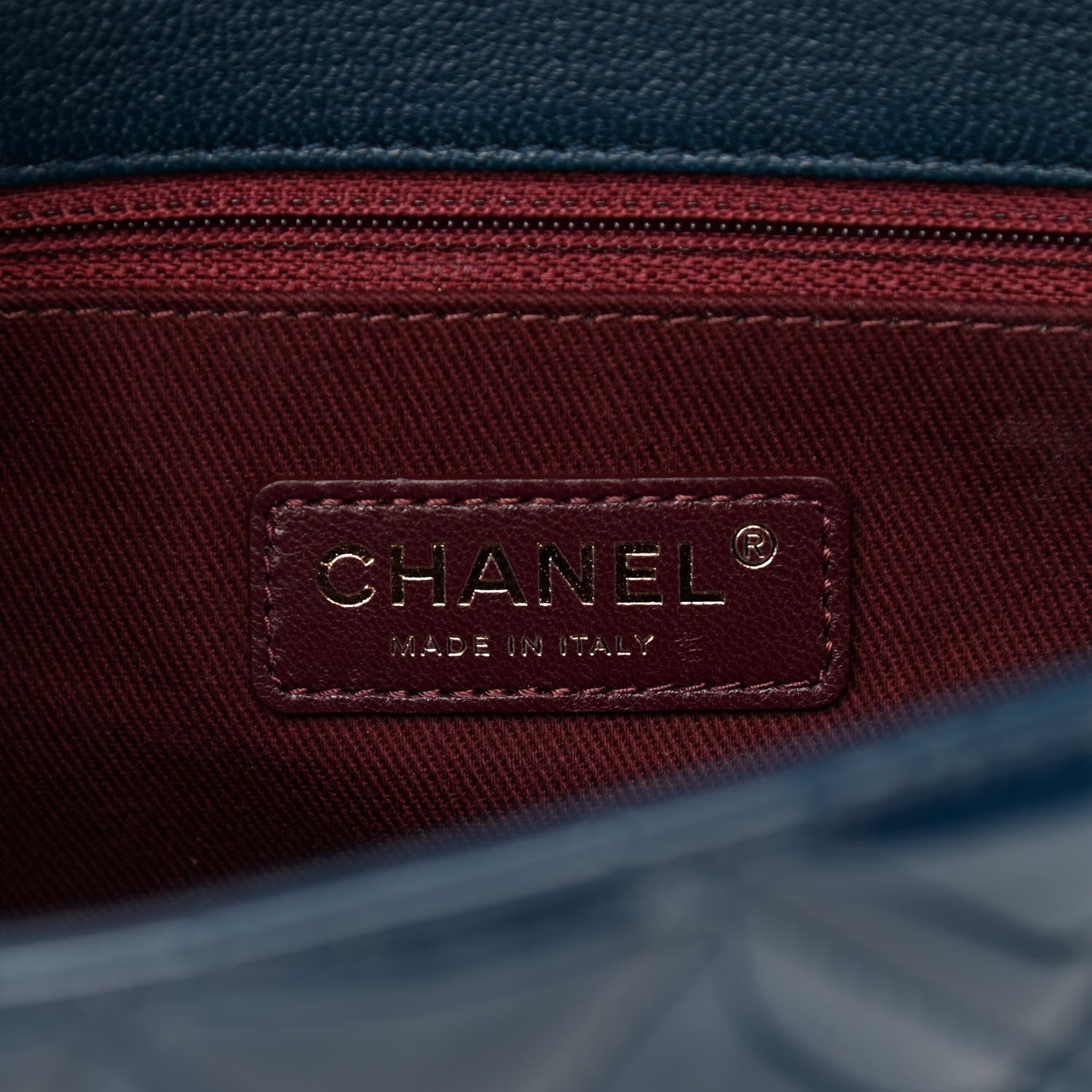 Chanel Patent Goatskin Quilted Medium CC Eyelet Flap Blue 6 of 11