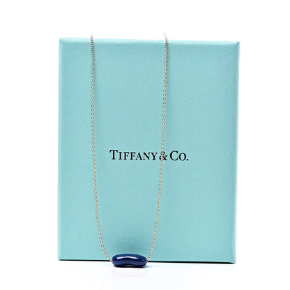Tiffany 18K Yellow Gold Lapis Lazuli Elsa Peretti Bean Pendant Necklace 8 of 8