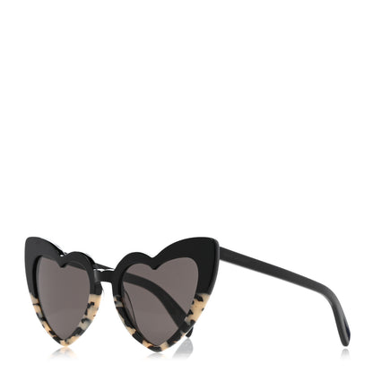 Saint Laurent Acetate Heart Frame Loulou SL181 Sunglasses Black White Havana 1 of 8