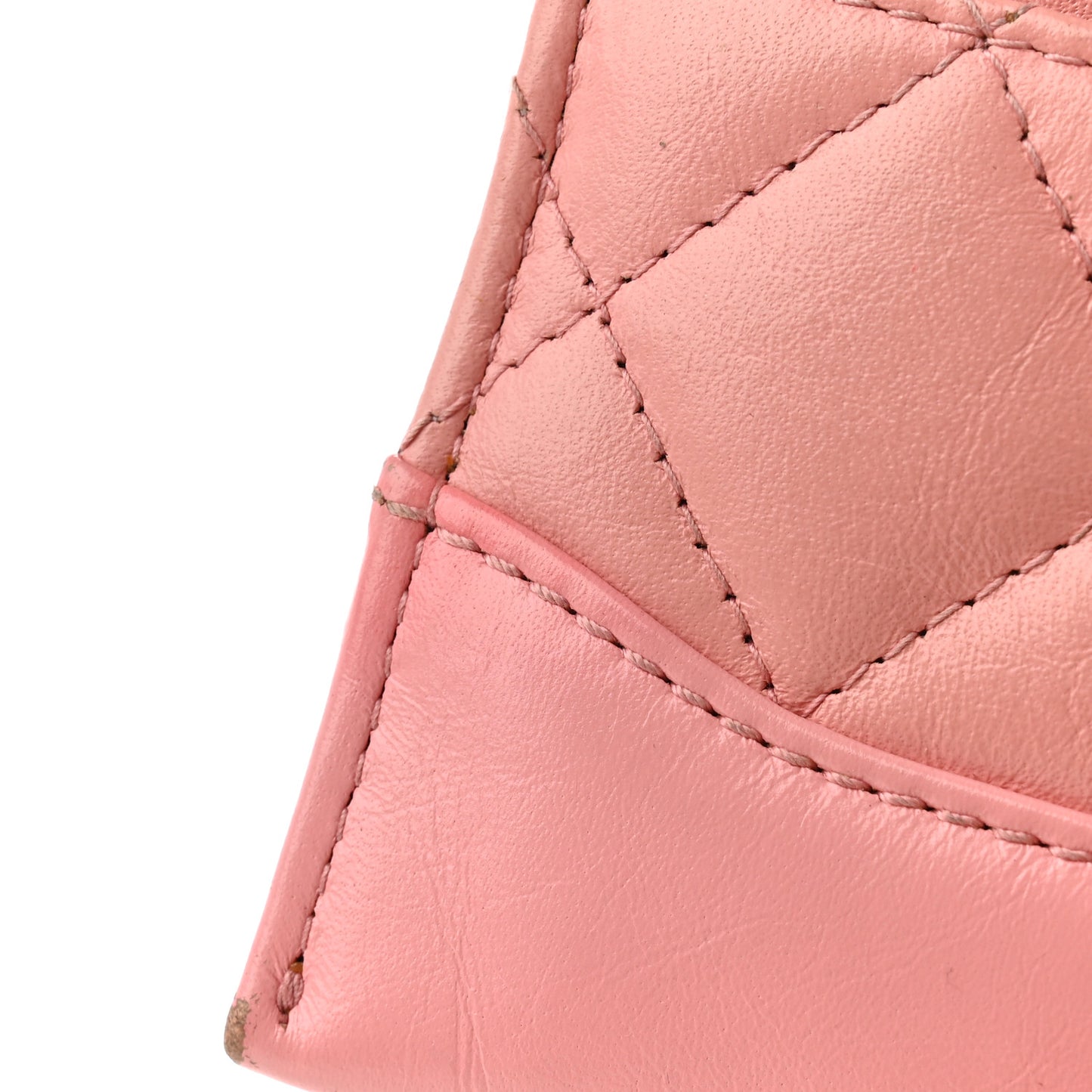 Aged Calfskin Quilted Gabrielle Card Holder Wallet Light Pink