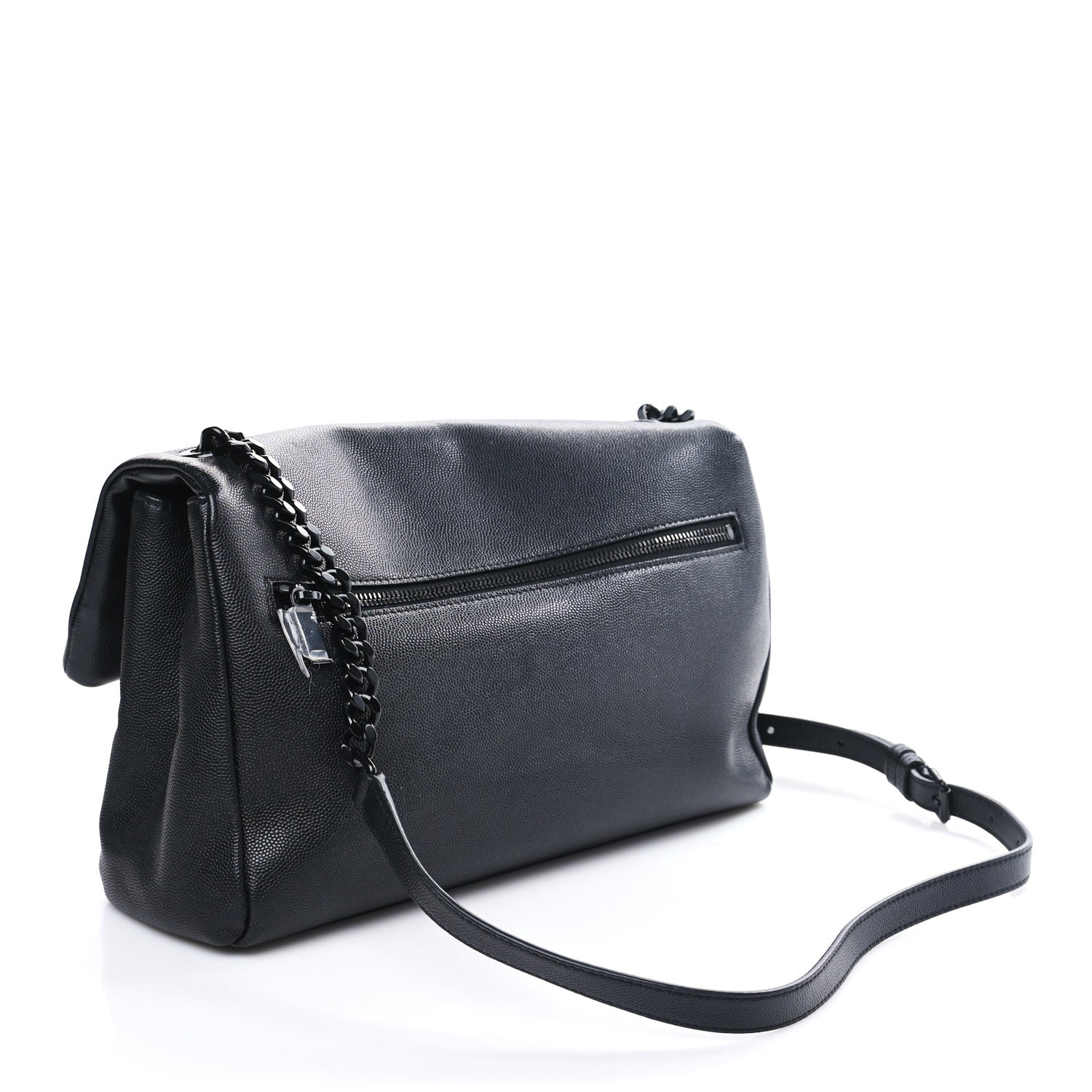 Saint Laurent Grain De Poudre Medium West Hollywood Monogram Fold-Over Black 3 of 8